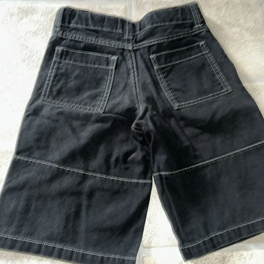 Gymboree Shorts Boys Size 7 Black Denim Jean Adjustable Waist